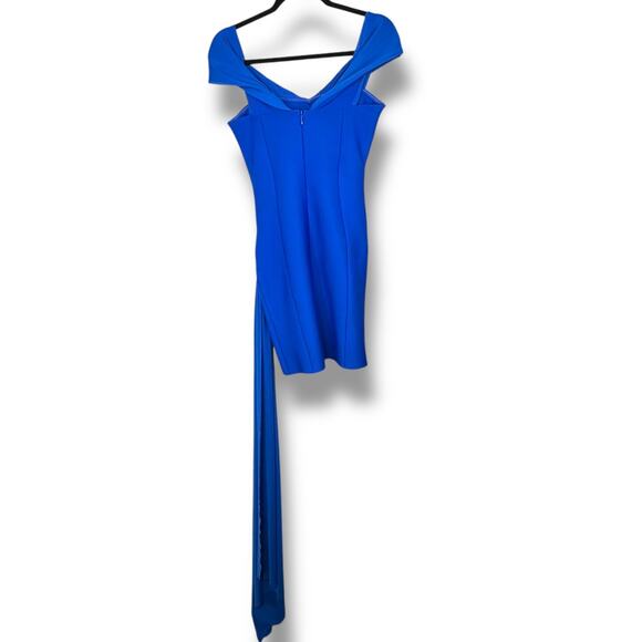 Elliatt NWT Rochelle Royal Blue Off-Shoulder Sash Draped Mini Gown Dress Small - Picture 8 of 11